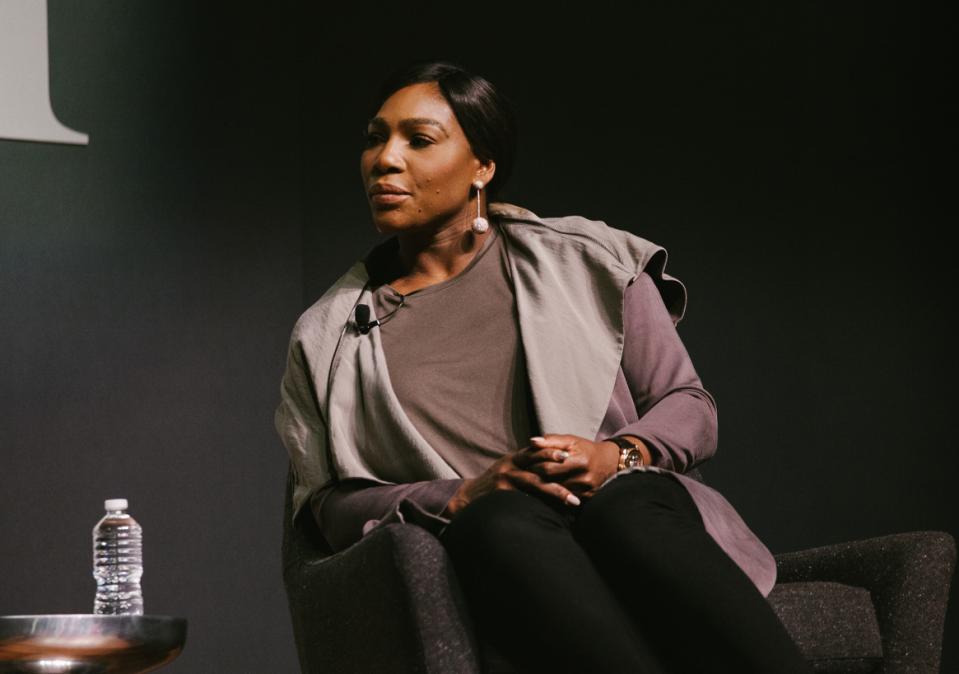 In this image released by Fast Company tennis player Serena Williams participates in a panel discussion during Fast Company's Innovation Festival, Wednesday, Nov. 11, 2015 in New York. (Laurel Golio/Fast Company via AP)