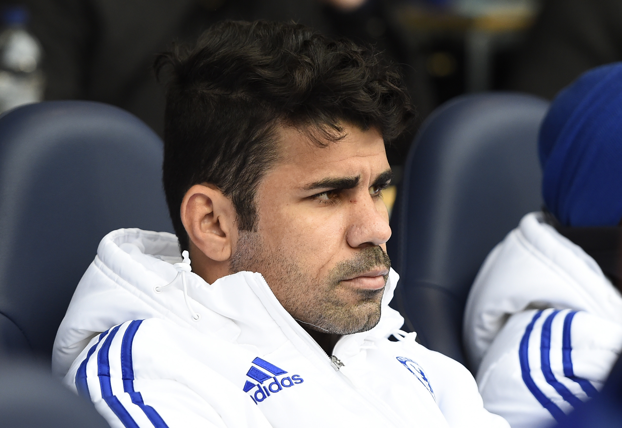 Chelsea's Diego Costa on the bench before the match against Tottonhem Hotspur on November 29, 2015. Photo: Reuters