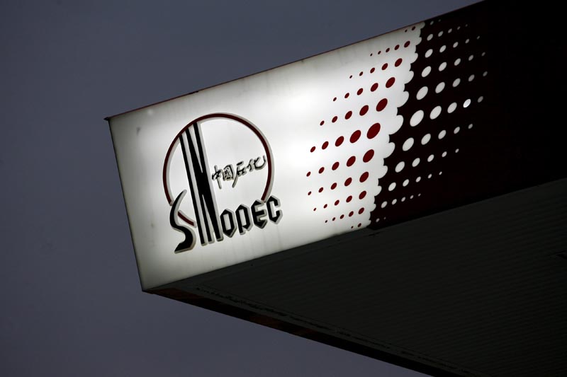 The Sinopec logo is seen at one of its gas stations in Hong Kong in this April 26, 2010 photo. Photo: Reuters/ File