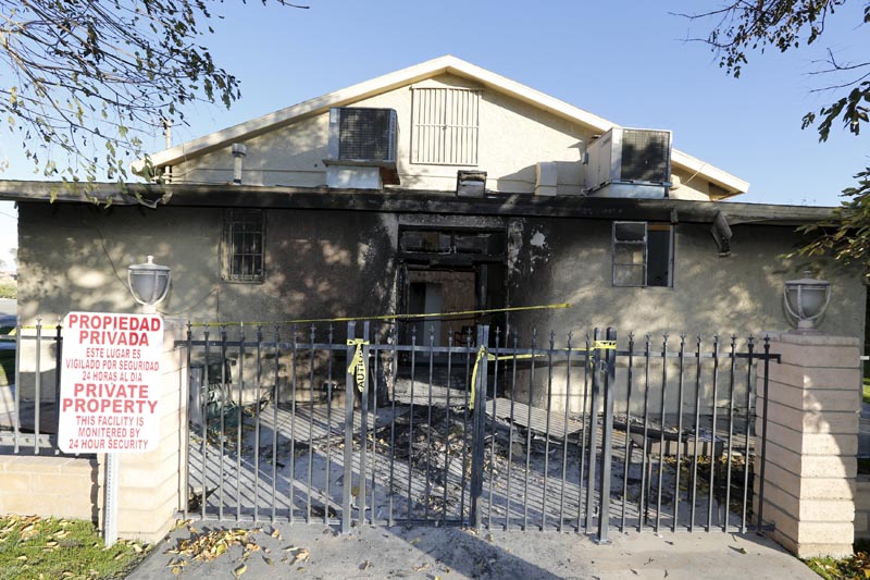 A view of damage at the burned Islamic Society of Coachella Valley December 12, 2015. Photo: Reuters