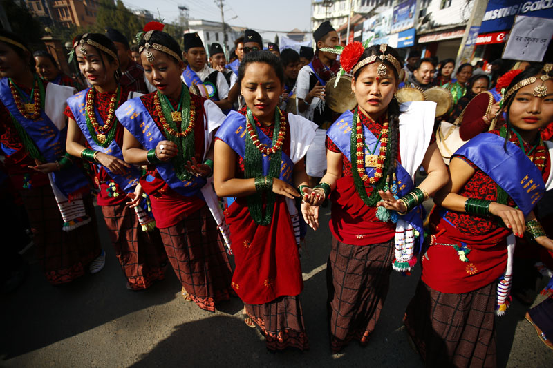 nWomen perform a traditional dance during a function organised to mark Tamu Lhosar, the new year of Tamu  community, on Wednesday, December 30, 2015. Photo: Skanda Gautam/THT