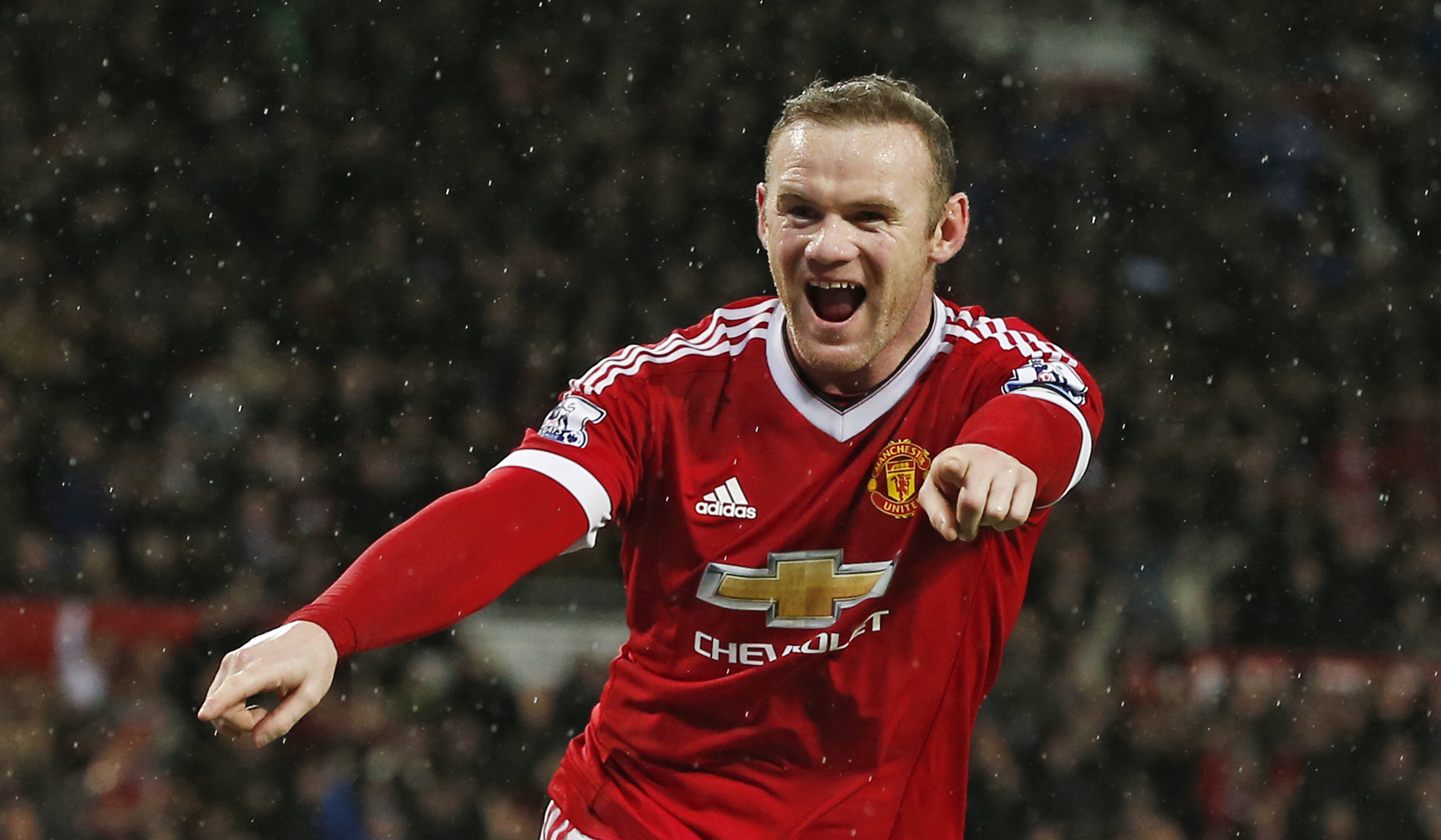Wayne Rooney celebrates after scoring the second goal for Manchester United against Swansea City at Old Trafford on Saturday, January 2, 2016. Photo: Reuters