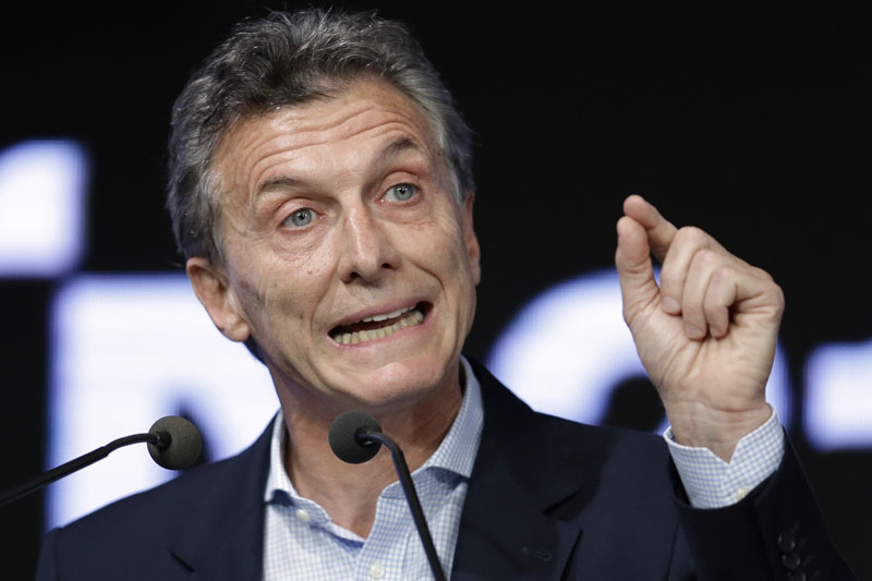 FILE - Argentina's President Mauricio Macri speaks during a meeting with the Argentine Industrial Union in Buenos Aires, Argentina on December 14, 2015. Photo: AP
