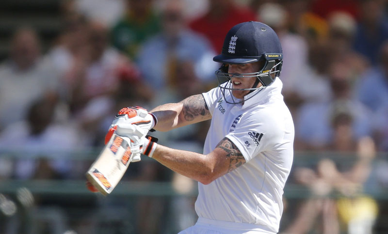 England's Ben Stokes plays a shot against South Africa on the first day of their second Test match in Cape Town on Saturday. Photo: Reuters