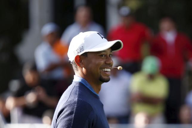 US golfer Tiger Woods smiles during a golf clinic in Mexico City October 20, 2015. Photo: Reuters