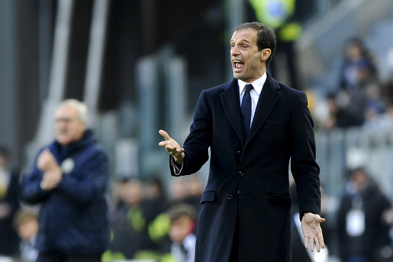 File photo of Juventus' coach Massimiliano Allegri reacts during Seria A game. Photo: Reuters
