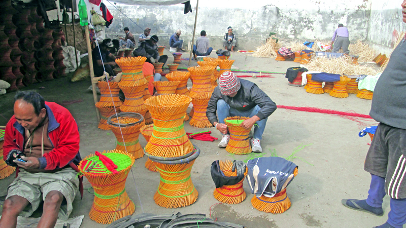 Prisoners making stools out of bamboo sticks at the Tanahun Prison on Friday, January 1, 2015. Photo: Madan Wagle