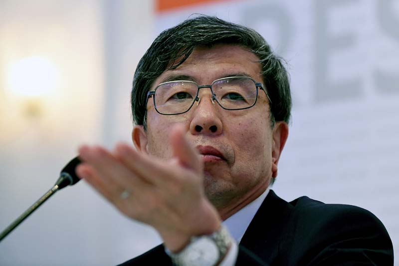 Asian Development Bank (ADB) president Takehiko Nakao speaks during a press conference in the Sri Lankan capital Colombo on February 23, 2016. Photo: AFP