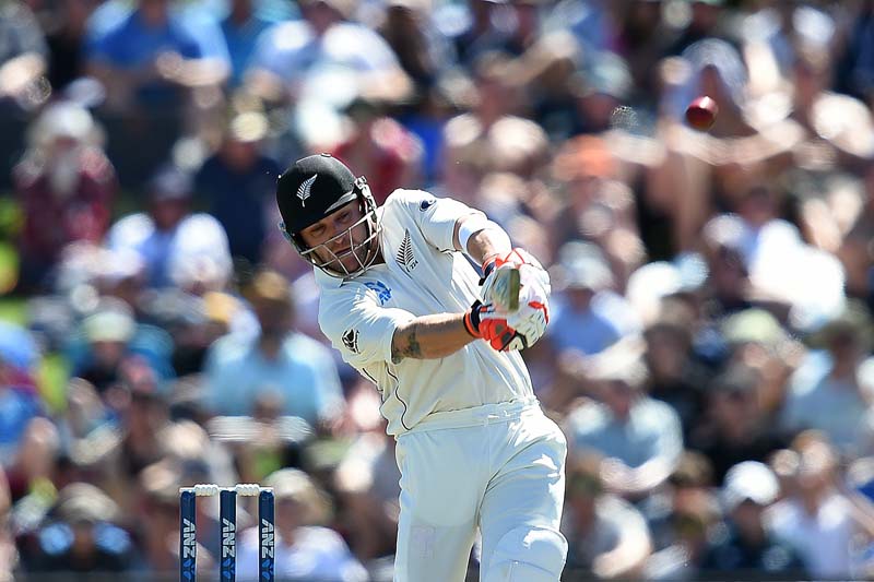 New Zealand captain Brendon McCullum hits a six during the first day of the second test against Australia in Christchurch, New Zealand, on February 20, 2016. Photo: Reuters