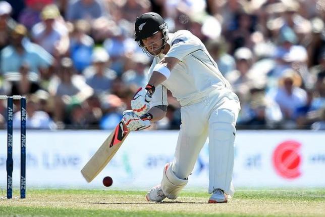 New Zealand's captain Brendon McCullum hits a boundary during the first day of the second test against Australia in Christchurch, New Zealand, February 20, 2016.   REUTERS/Dave Hunt/AAP