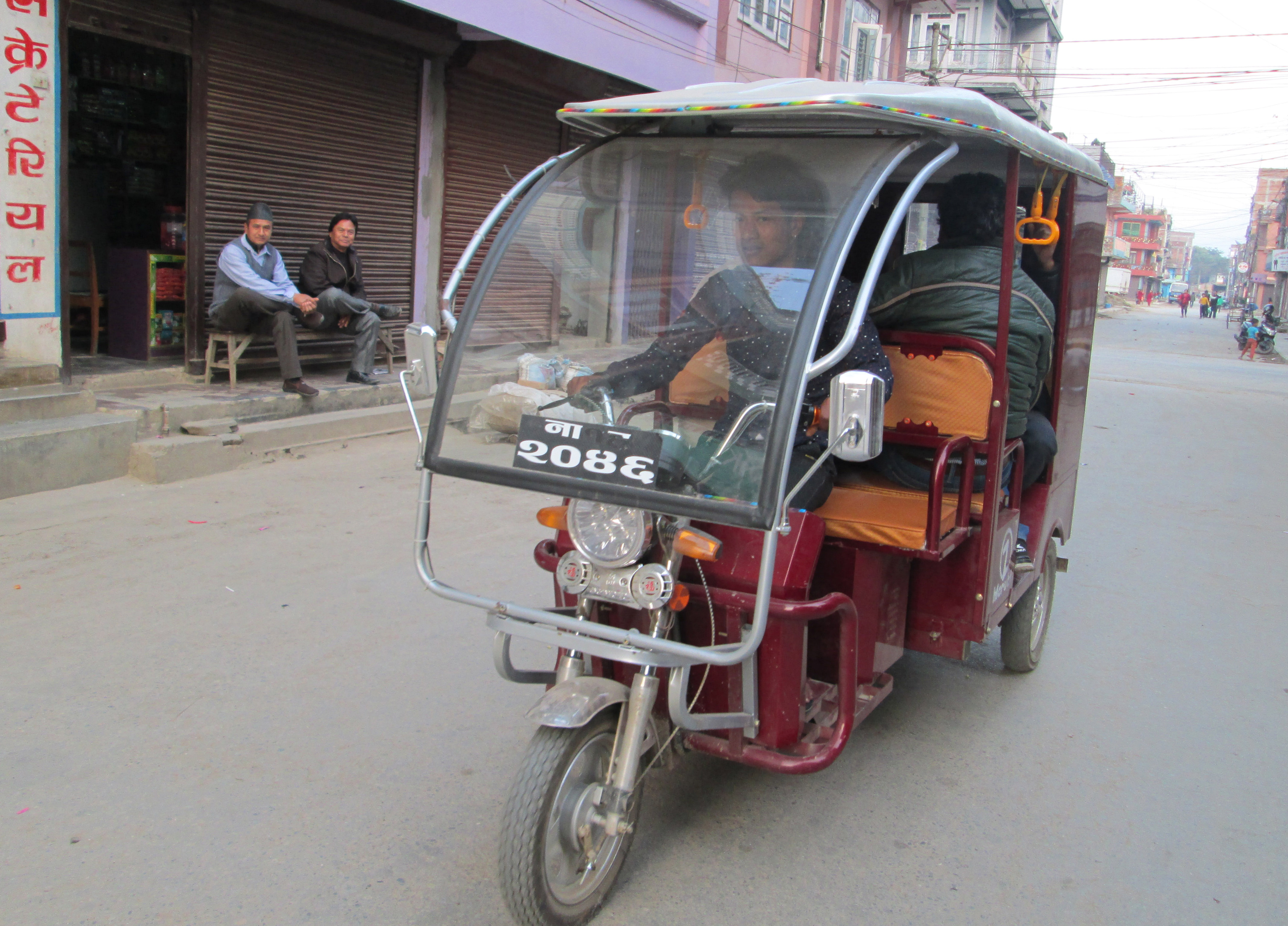 An E-rickshaw being operated in Damauli, Tanahun, on Sunday.  Photo: THT