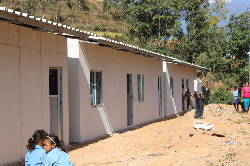 Earthquake resistant classrooms of Shree Bhim Vidhya Ashram Sec School. Photo: Courtesy Childreach Nepal
