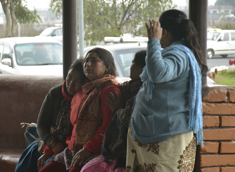 Family members of a plane crash victims break down while they wait for the information about the accident in Pokhara Domestic Airport, Nepal, Wednesday, Feb. 24, 2016. Photo: M B Astha via AP