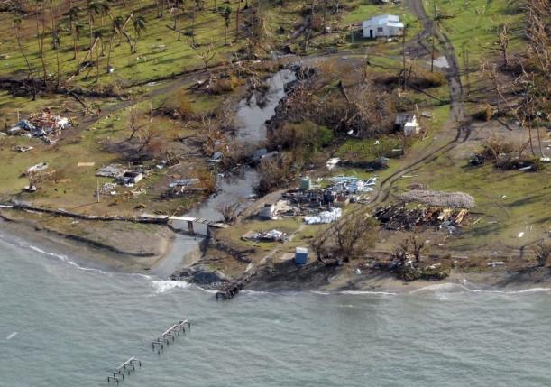 A remote Fijian village is photographed from the air during a surveillance flight conducted by the New Zealand Defence Force following Cyclone Winston. nREUTERS/NZ Defence Force