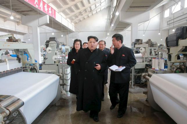 North Korean leader Kim Jong Un provides field guidance to the Kim Jong Suk Pyongyang Textile Mill, in this undated file photo released by North Korea's Korean Central News Agency (KCNA) in Pyongyang on January 28, 2016. REUTERS/KCNA