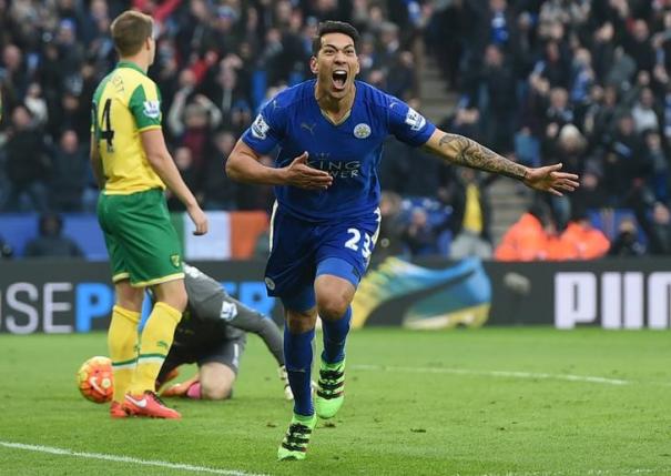 Football Soccer - Leicester City v Norwich City - Barclays Premier League - King Power Stadium - 27/2/16nLeonardo Ulloa celebrates after scoring the first goal for Leicester CitynAction Images via Reuters / Alan WalternLivepic