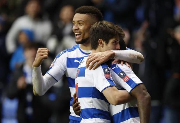 Football Soccer - Reading v West Bromwich Albion - FA Cup Fifth Round - The Madejski Stadium - 20/2/16nReading's Lucas Piazon and Michael Hector celebrate after the gamenReuters / Eddie KeoghnLivepic