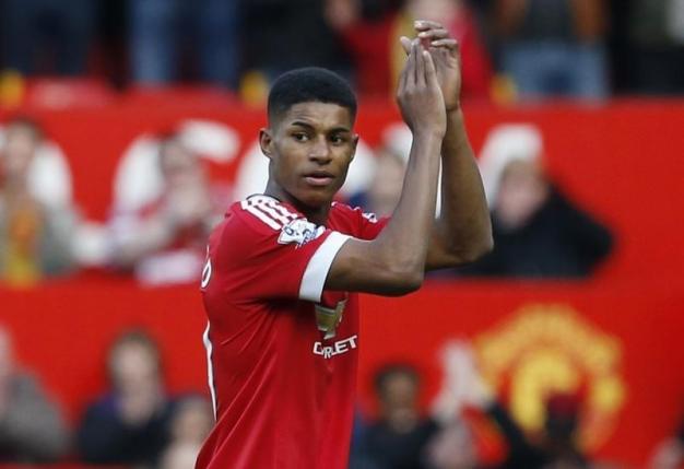 Manchester United's Marcus Rashford applauds their fans after the match. nReuters / Phil NoblenLivepic