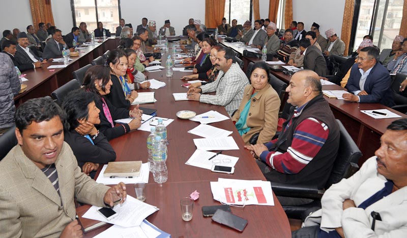 Nepali Congress CWC members taking part in the CWC meeting. Photo: RSS