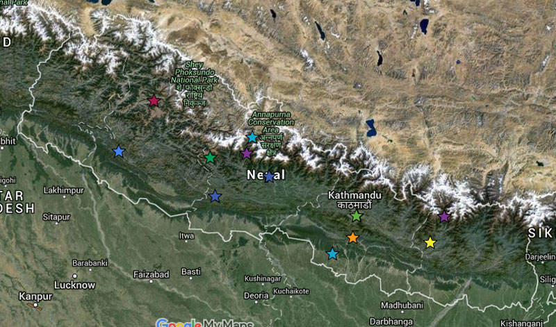 The Aviation Safety Database of the Aviation Safety Network records as many as 22 plane accidents in Nepal since 2000, of which 14 involved fatalities. Image: screenshots from Google Maps