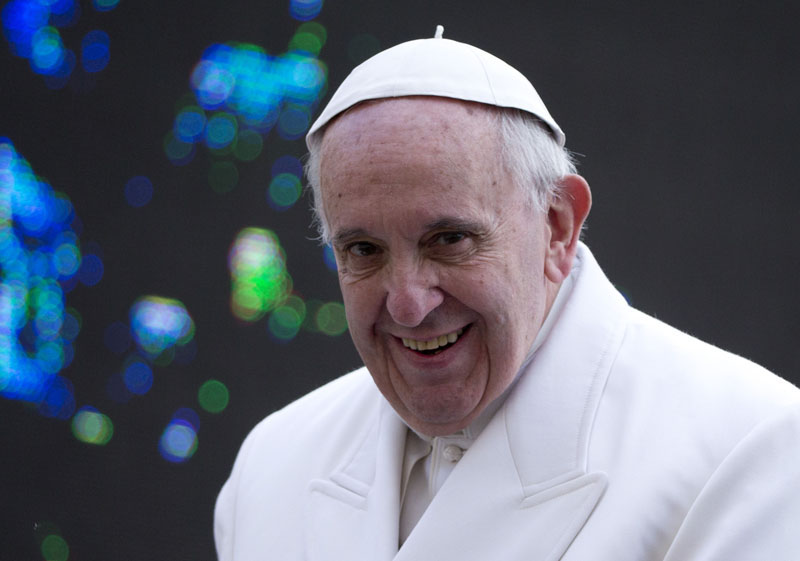 Pope Francis leaves at the end of an audience with Saint Pio's faithful in St Peteru2019s Square, at the Vatican, on Saturday, February 6, 2016. Photo: AP