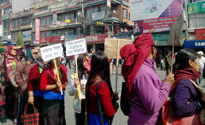 People participating in a rally organised to pressurise the concerned authorities to make public the facts of Yoruna Pun's murder (Neha) in Pokhara of Kaski district, on February 11, 2016. Photo: Rup Narayan Dhakal/THT