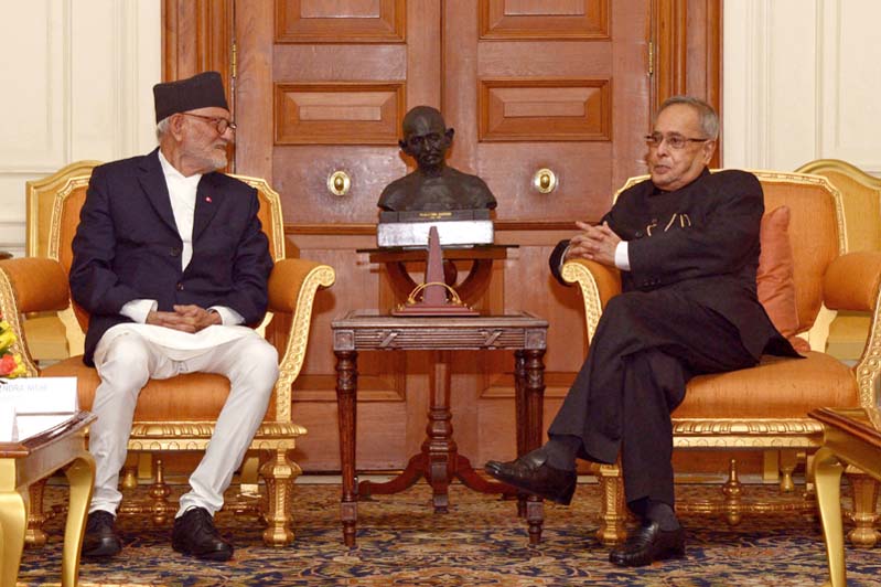 The then Prime Minister of Nepal, Sushil Koirala meeting the President, Pranab Mukherjee, at Rashtrapati Bhavan, in New Delhi on May 27, 2014. Photo: PIB/ File