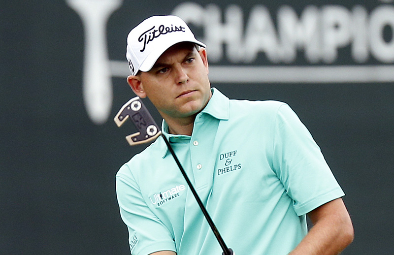 Bill Haas putts on the 18th hole during the third round of the Valspar Championship golf tournament Saturday, March 12, 2016, in Palm Harbor, Fla. (AP Photo/Brian Blanco)