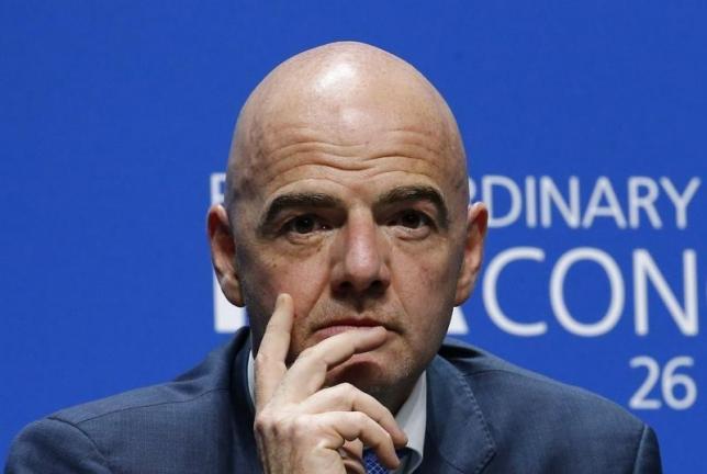 FIFA President Gianni Infantino attends a news conference during the Extraordinary FIFA Congress in Zurich, Switzerland February 26, 2016. REUTERS/Ruben Sprich