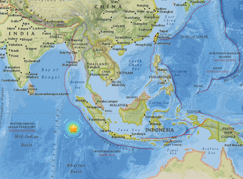 The warning was issued for West Sumatra, North Sumatra and Aceh after the quake of magnitude 7.9, the National Meteorolgical Agency said.The epicentre was 808 km (502 miles) southwest of Padang, the US Geological Survey said. It was 10 km (six miles) deep. Maps : US Geological Survey