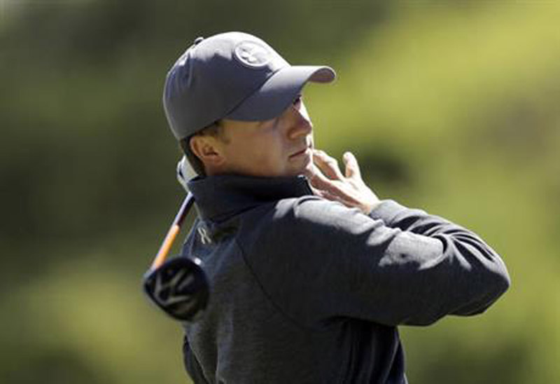 Jordan Spieth watches his drive on the second hole during round-robin play against Victor Dubuisson at the Dell Match Play Championship golf tournament at Austin County Club, Thursday, March 24, 2016, in Austin, Texas. Photo: AP