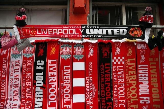 Football - Liverpool v Manchester United - Barclays Premier League - Anfield - 17/1/16nMerchandise on sale outside the groundnAction Images via Reuters / Carl Recine