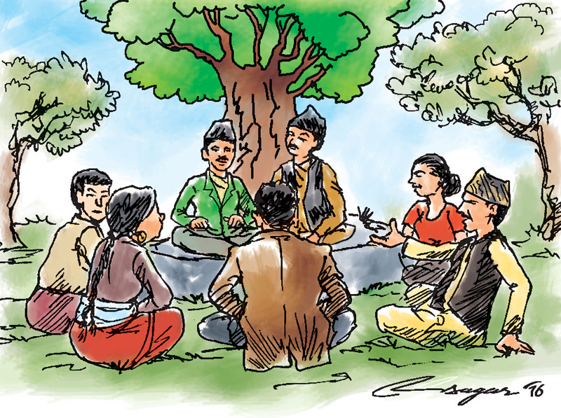 Meeting. Illustration: Ratna Sagar Shrestha
