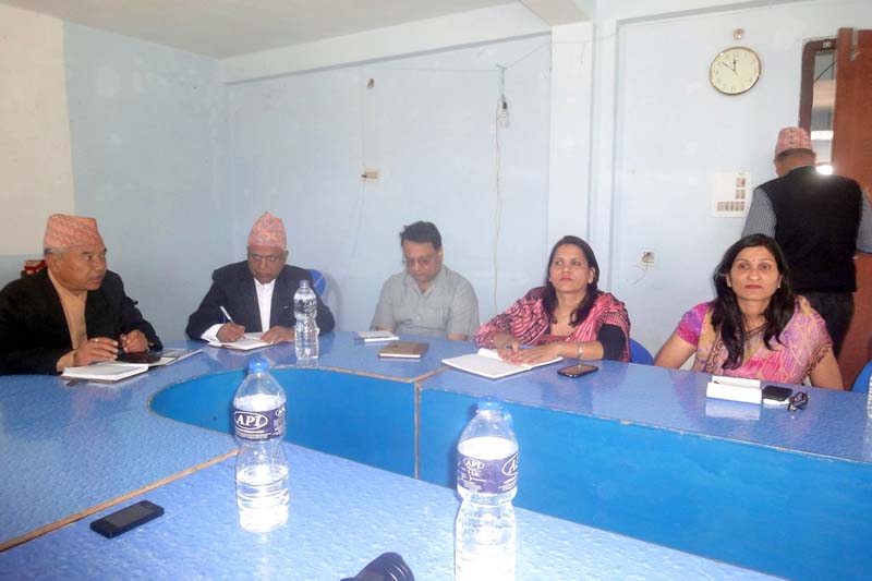 Chairperson and members of the Truth and Reconciliation Commission (TRC) interact with the conflict victims from various districts of the Far-western Development Region of Nepal in an undated photo. Courtesy: TRC