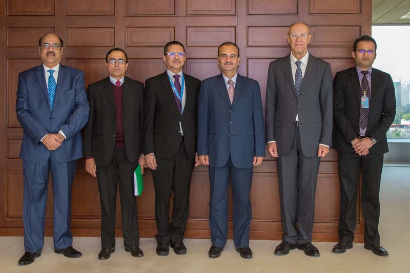 (3rd right) Chief Secretary Somlal Subedi pose for a photo with (2nd right) Director General of World Intellectual Property Organisation (WIPO), Francis Gurry, at the latteru2019s office in Geneva, Switzerland, on Monday, March 14, 2016. Courtesy: Permanent Mission of Nepal to the UN