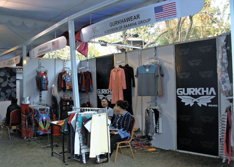 A general view of exhibitors waiting for visitors at the US business expo, in Kathmandu, on Thursday. Photo:THT