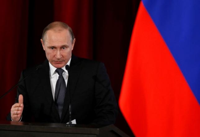 Russian President Vladimir Putin speaks during the Interior Ministry Board meeting in Moscow, Russia, March 15, 2016. REUTERS/Sergei Chirikov/Pool TPX IMAGES OF THE DAY