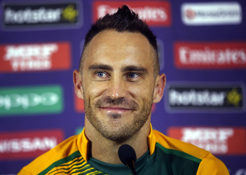 South African cricket team captain Faf du Plessis smiles during a press conference during the ICC World Twenty20 2016 cricket tournament in Mumbai, India, Friday, March 11, 2016. Photo: AP