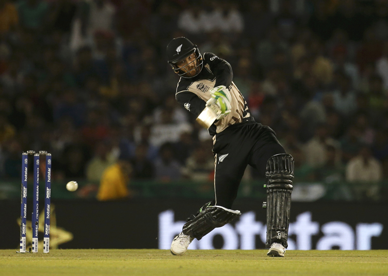 New Zealand's Martin Guptill plays a shot during ICC World Twenty20 Cricket tournament against Pakistan on Tuesday, March 22, 2016. Photo: Reuters