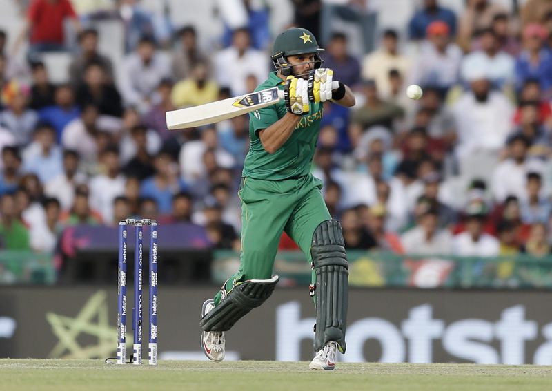 Pakistan's Shahid Afridi bats during their ICC World Twenty20 2016 cricket match against Australia in Mohali, India, Friday, March 25, 2016. Photo: AP