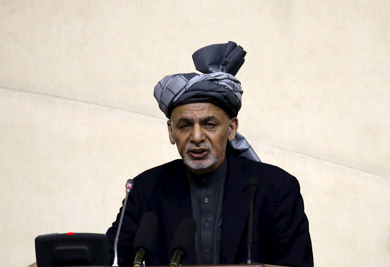 Afghanistan's President Ashraf Ghani speaks during his visit at the joint National assembly gathering in Kabul, Afghanistan, April 25, 2016. REUTERS/Omar Sobhani
