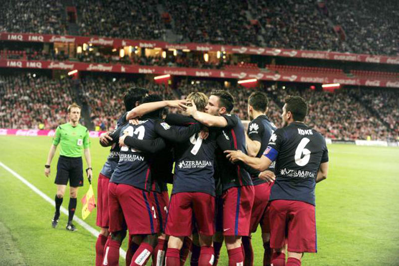 Atletico Madrid players celebrate a goal during match against Athletic Bilbao.nReuters/Vincent West