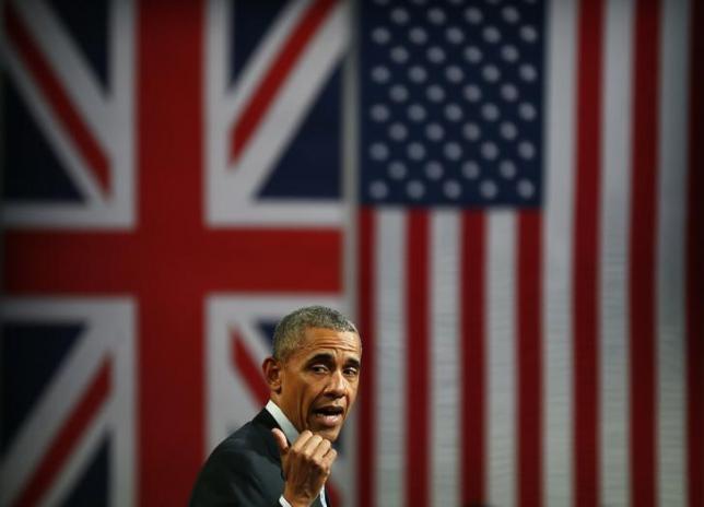 U.S. President Barrack Obama takes part in a Town Hall meeting at Lindley Hall in London, Britain, April 23, 2016. REUTERS/Stefan Wermuth