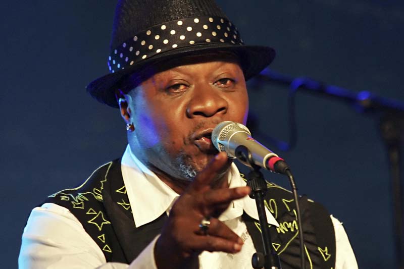 Congolese singer Papa Wemba performs during a concert at the New Morning, in Paris on15 February 2006. Photo: Pierre Verdy/Getty Images via AFP