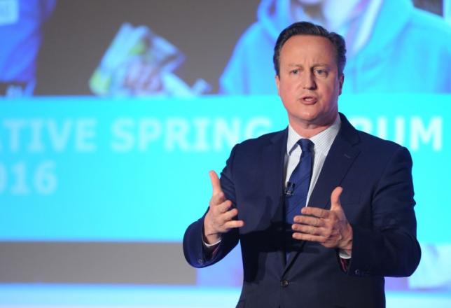 Britain's Prime Minister, David Cameron, addresses the Conservative Spring Forum in central London, Britain April 9, 2016.   REUTERS/Kerry Davies/Pool