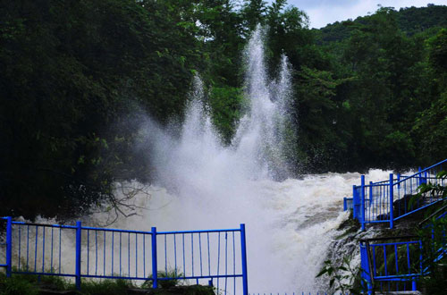 A picturesque scene of Davis falls in Pokhara on Thursday, August 26, 2010. The fall has put on an attractive look due to the torrential rainfall in the city. 26 Aug, 2010