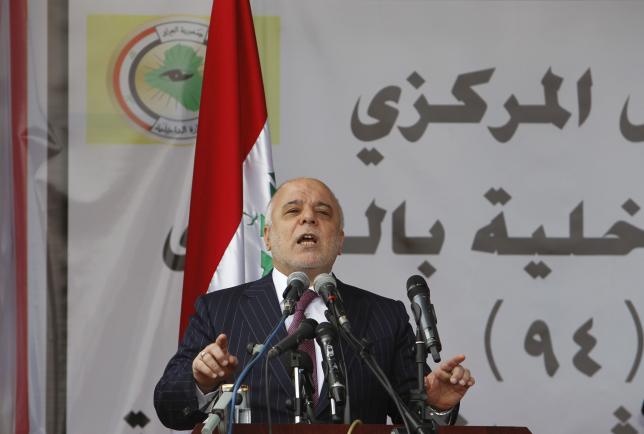 Iraqi Prime Minister Haider al-Abadi speaks on Iraqi Police Day at a police academy in Baghdad, in this file picture taken January 9, 2016. REUTERS/Khalid al Mousily/Files