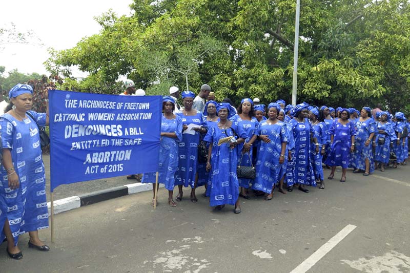 Members of a Catholic women's association hold a protest against abortion in Freetown, Sierra Leone, on January 27, 2016. Photo: Reuters/ File
