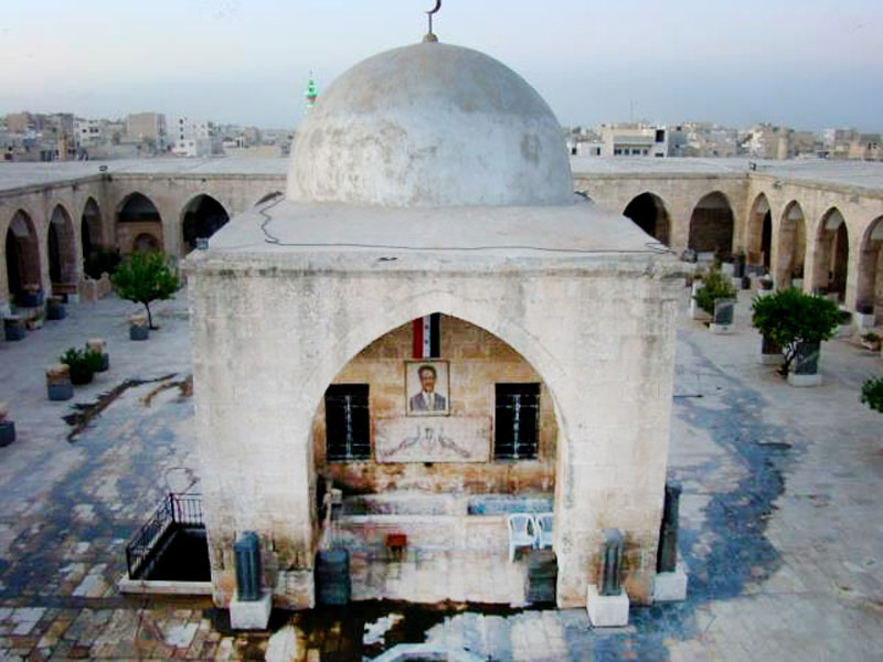 The courtyard of the Maarat al-Numan Mosaics Museum before government shelling hit it in June 2015, in Idlib province, Syria. Photo: The Day After Heritage Initiative via AP