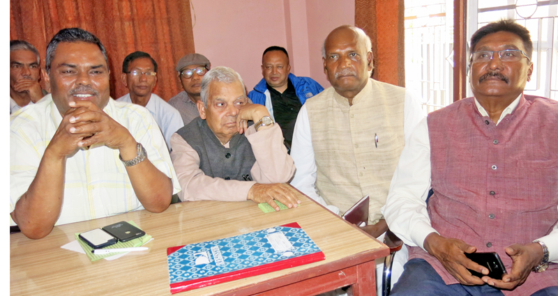 Leaders of Federal Alliance speaking with jounalists regarding their upcoming protest programmes in Kathmandu on Friday, April 22, 2016. Photo: RSS